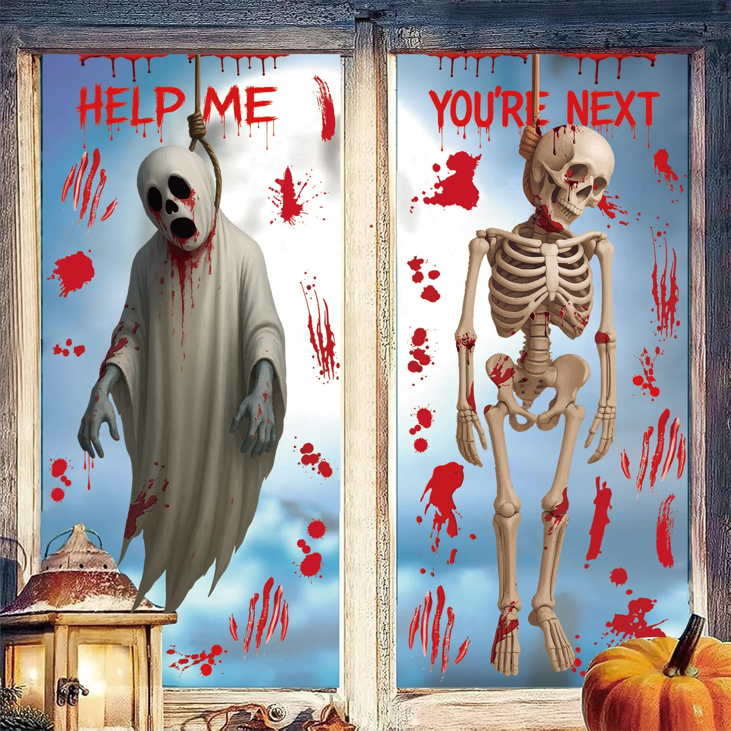 

Halloween Decoration Skeleton Glass Stickers Window Stickers Horror Ghost Window Stickers