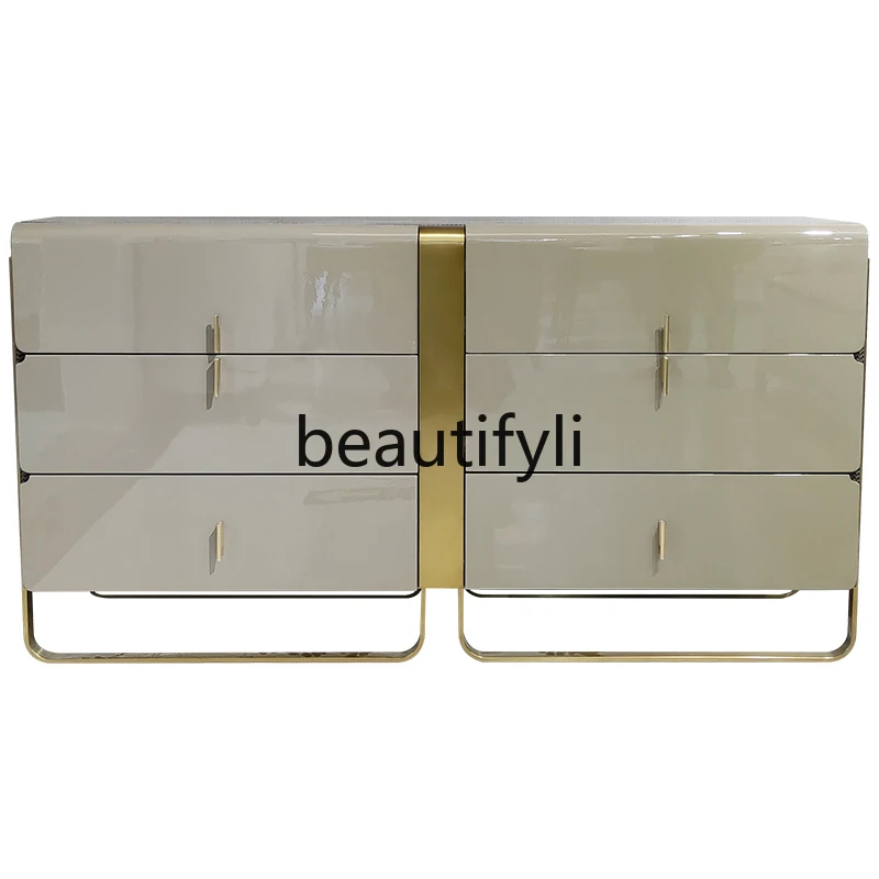 

Italian light luxury dining side cabinet modern simple solid wood living room entrance cabinet storage drawer cabinet