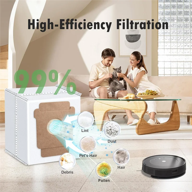 12PCS Dust Bag For Irobot Roomba 2 Essential Robot Q052/105 Combo/ Plus 405/Plus 505 Combo Vacuum Cleaner Parts-T33C