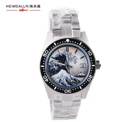 Heimdallr 41mm Kanagawa Wave Dial Sapphire Crystal Ceramic Bezel NH35 movimento automatico 20Bar orologio da uomo 62Mas resistente all'acqua