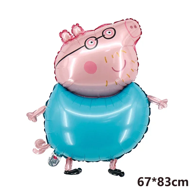 Peppa Pig Tema Balão Set, Decoração de brinquedo de aniversário infantil, Balão de filme de alumínio, Página George, 4pcs por conjunto