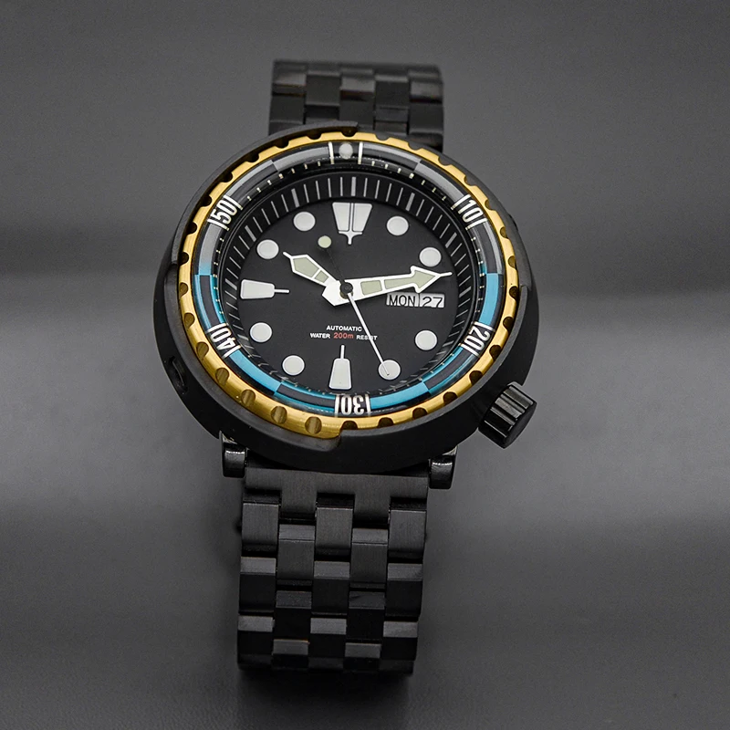 Black Tuna Case 20ATM Waterproof Sapphire Crystal Watch NH35 Japan Movement Luminous Dial Tuna Canned Diving Watch Men Watch