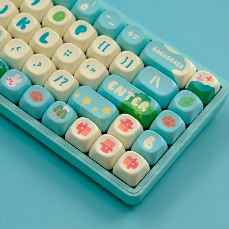 Green Forest Theme Keycap Set 139key Cutsom PBT Cute Personalized Keyboard Cap MOA Profile Keycap for Mechanical Keyboard Gift