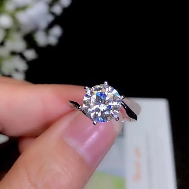 Simple 3ct Moissanite Ring for Wedding D Color Moissanite Wedding Ring Soild 925 Silver Moissanbite Jewelry