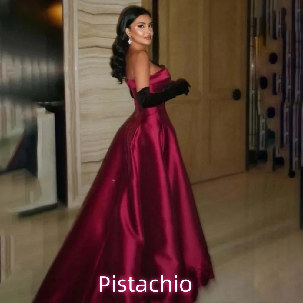 Aangepaste prachtige strapless dames galajurk mouwloos charmante a-lijn rits vloerlengte feestjurk dames avondjurk