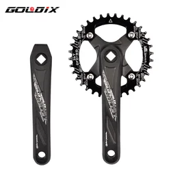 GOLDIX Square Hole Bicycle Crankset Aluminum Alloy MTB Crank 170/175mm Length Narrow Wide Teeth 104BCD 32/34/36/38/40/42T