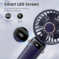 Portable handheld USB Rechargeable Mini Fan with 6 Speeds & LED Light Foldable Design for Home Bedroom Office Outdoor Use