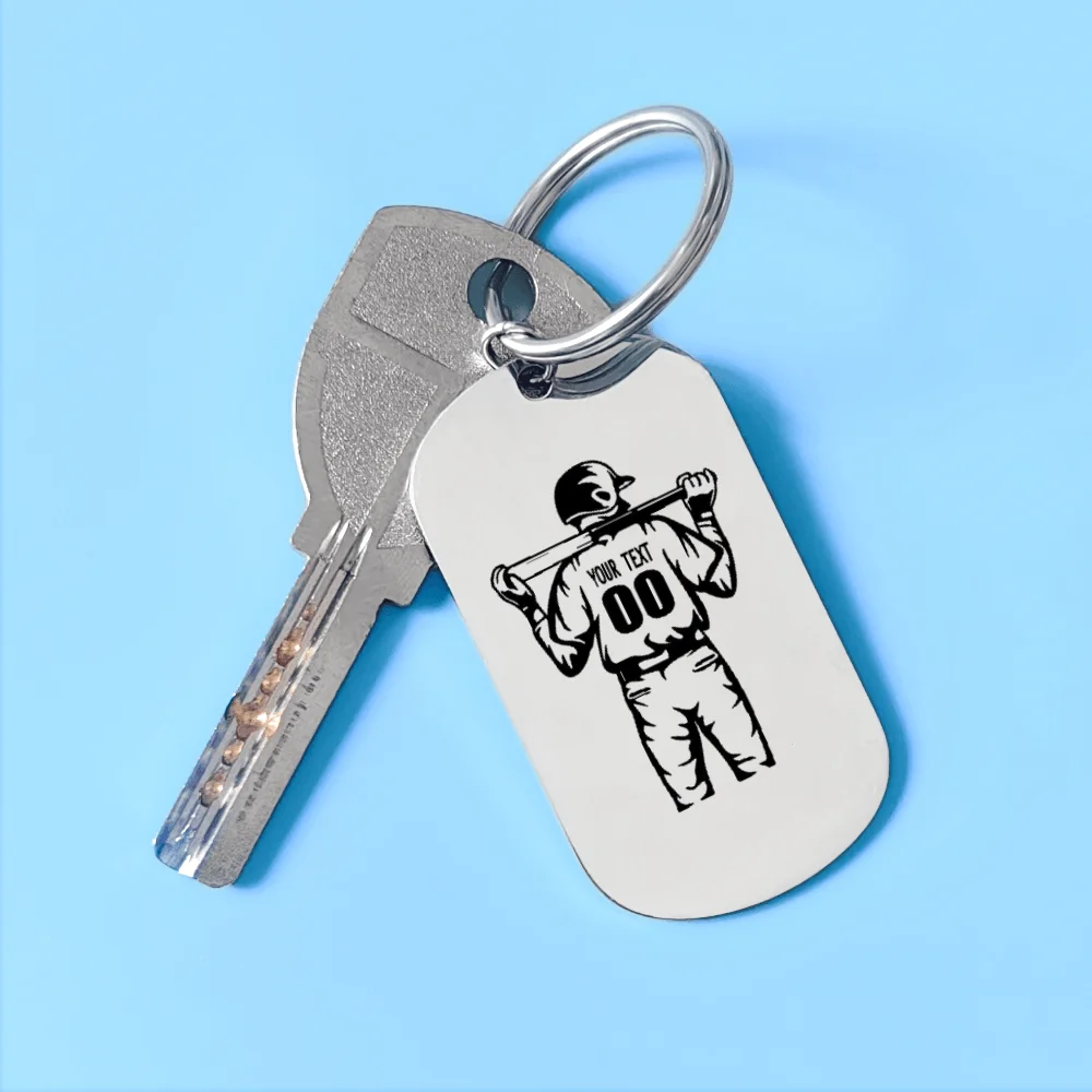 사용자 정의 이름 번호 야구 키 체인 스포츠 쥬얼리 스테인레스 스틸 맞춤형 열쇠 고리 졸업 생일 크리스마스 Gfits