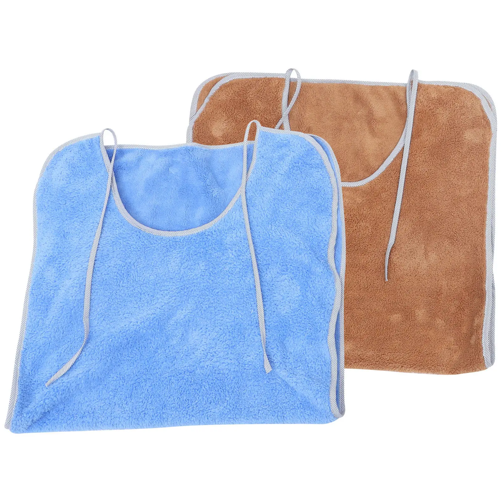 

2pcs Waterproof Leak-Proof Adult Bib Reusable Washable Folding Lightweight Adjustable Polyester Eating Bib For Elderly Men Women