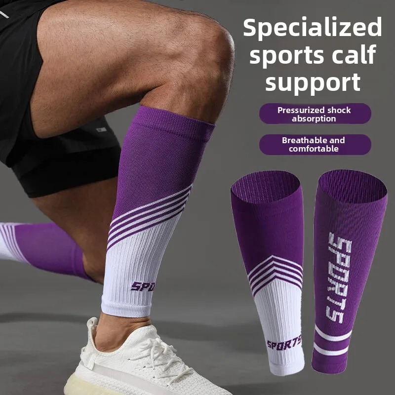 Ultra High Elastic Compression Knitted Calf Sleeves for Football Badminton Running Marathon with Non Slip Muscle Leg Support