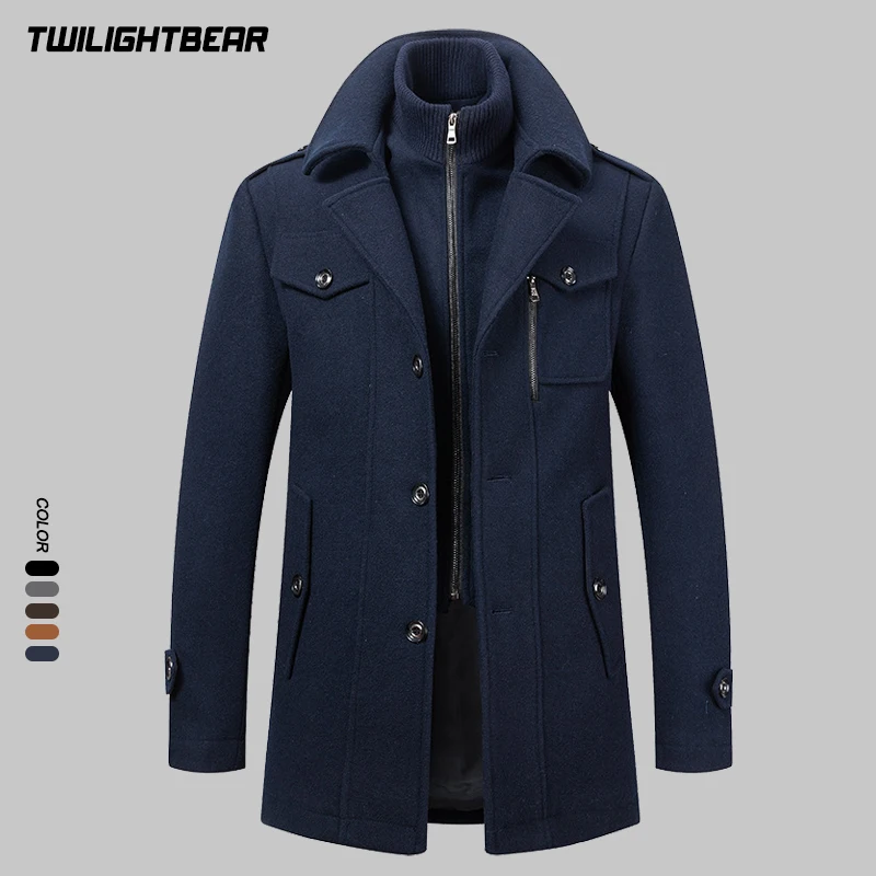 

Зимнее мужское шерстяное пальто большого размера, однотонное пальто с двойным воротником, деловое шерстяное пальто, мужская одежда, теплое пальто 5XL A3F1169