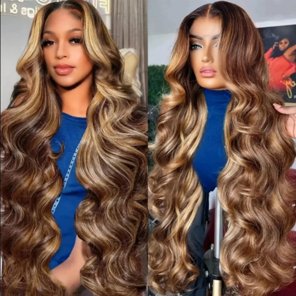 

Парик с прозрачной HD-основой 13x6, волнистый, с цветными прядями 13x4, 100% натуральные человеческие волосы, для женщин, цвет 4/27 блонд, предварительно проработанный, с эффектом причесок на коротких участках.