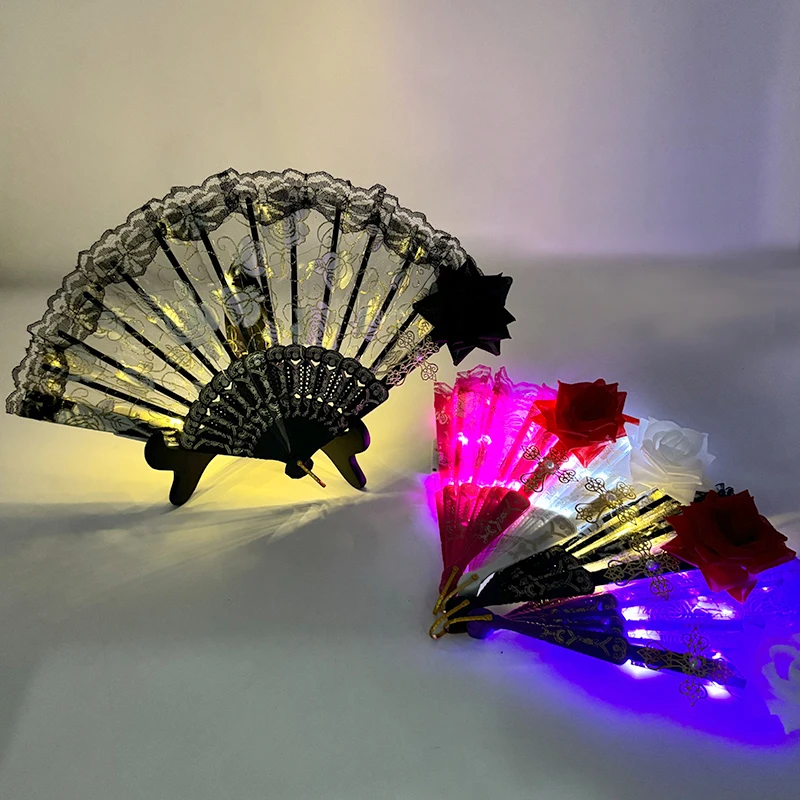10 Zoll LED Leuchtender Faltfächer für Tanz, Party, Hochzeit, Bühnenauftritte, Shows, Festivals – Bunter LED-Handfächer, Kung-Fu-Fächer – Detail 27
