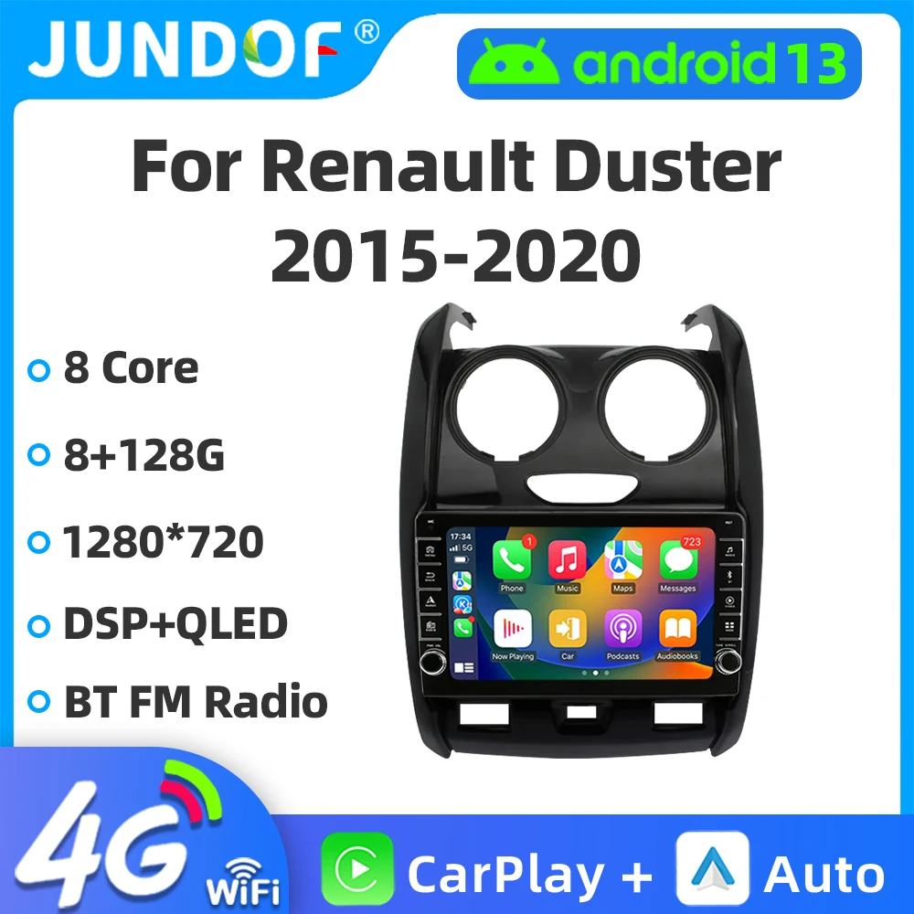 Jundof Android 12 Car radio 2Din For Renault Duster 2015-2021 LADA Largus 2021 Multimedia 5G WIFI 9