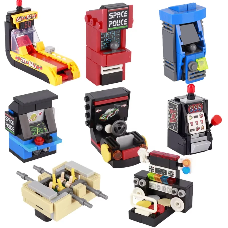 MOC Arena Building Blocks Racing Console Poker Board Game Mahjong Machine Yacht Patrol Boat Billiards Ice Hockey Table Brick Toy