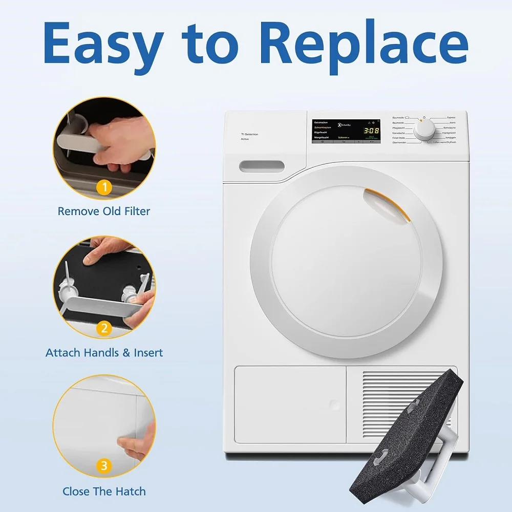 4 عبوات من فلتر القاعدة لمجفف Miele T1، 9164761، مضخة حرارية، مرشح مجفف ملابس، إسفنجة رغوة لينت ركلة القدم