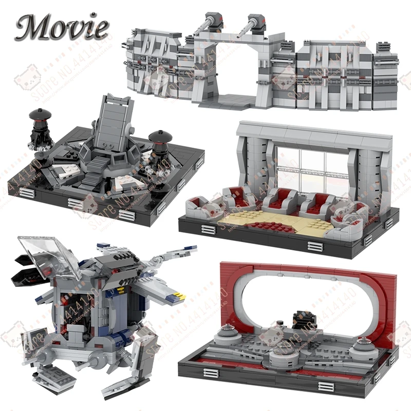 Interstellar Movie Council Chamber Senate Scene MOC Building Blocks Creative Military Base Defense Wall Model Assembly Kids Toys