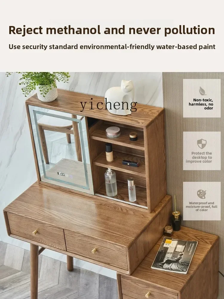 

ZYA Solid Wood Dressing Table Modern Simple Storage Makeup Table Natural Wood Bedroom Small Apartment Desk home decor