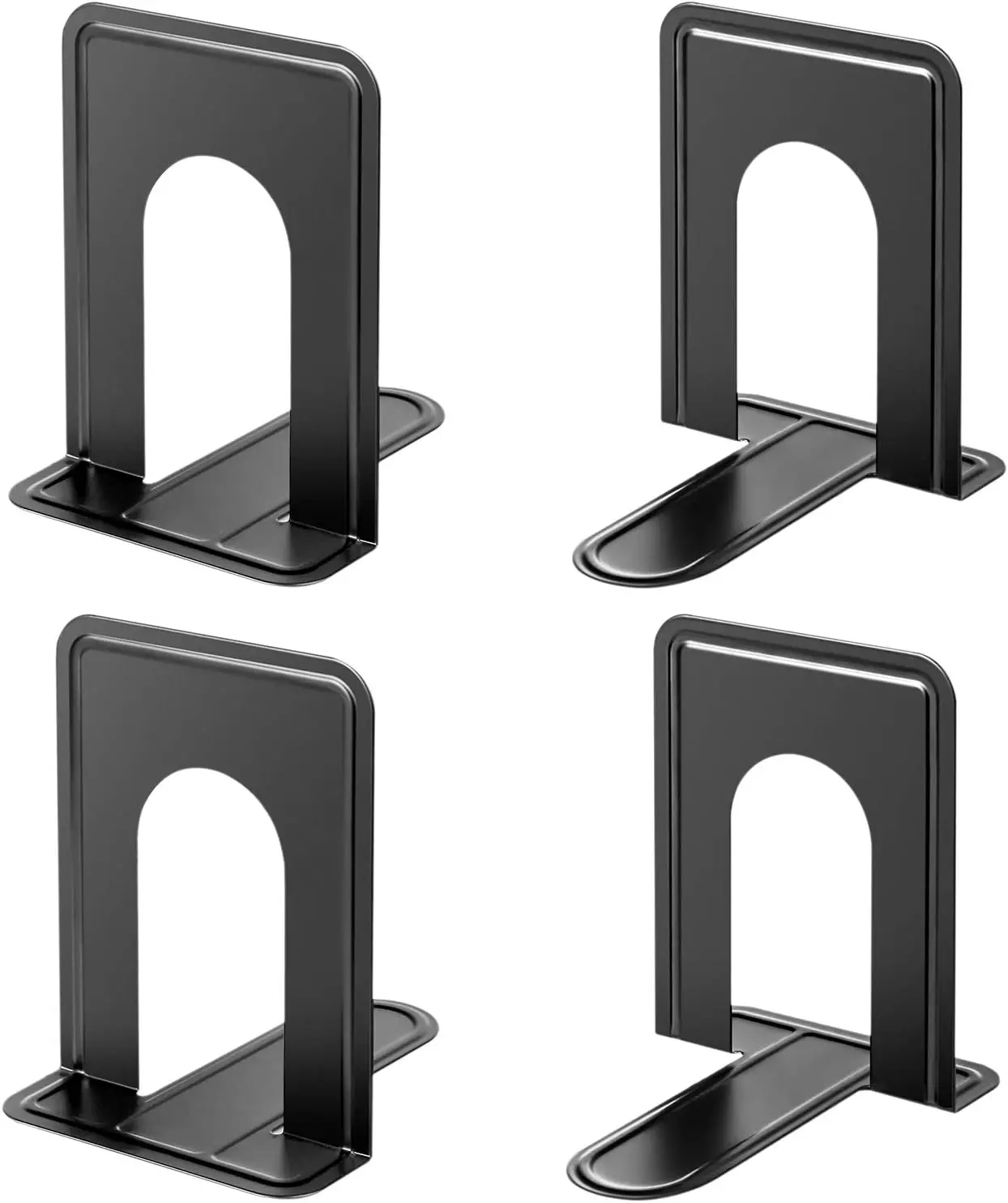 

Heavy Duty Book Ends for Shelves, Non-Skid Metal Bookend Stopper, 6 x 4.6 x 6 in, Black, 2 Pairs/4 Pieces, Large