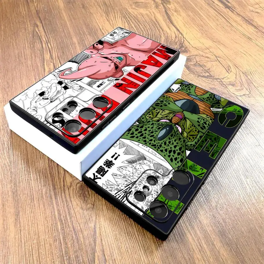 Capa para samsung galaxy s25 edge s21 fe s23 ultra s20 s24 plus preto capa de telefone macio dragon ball majin buu celular