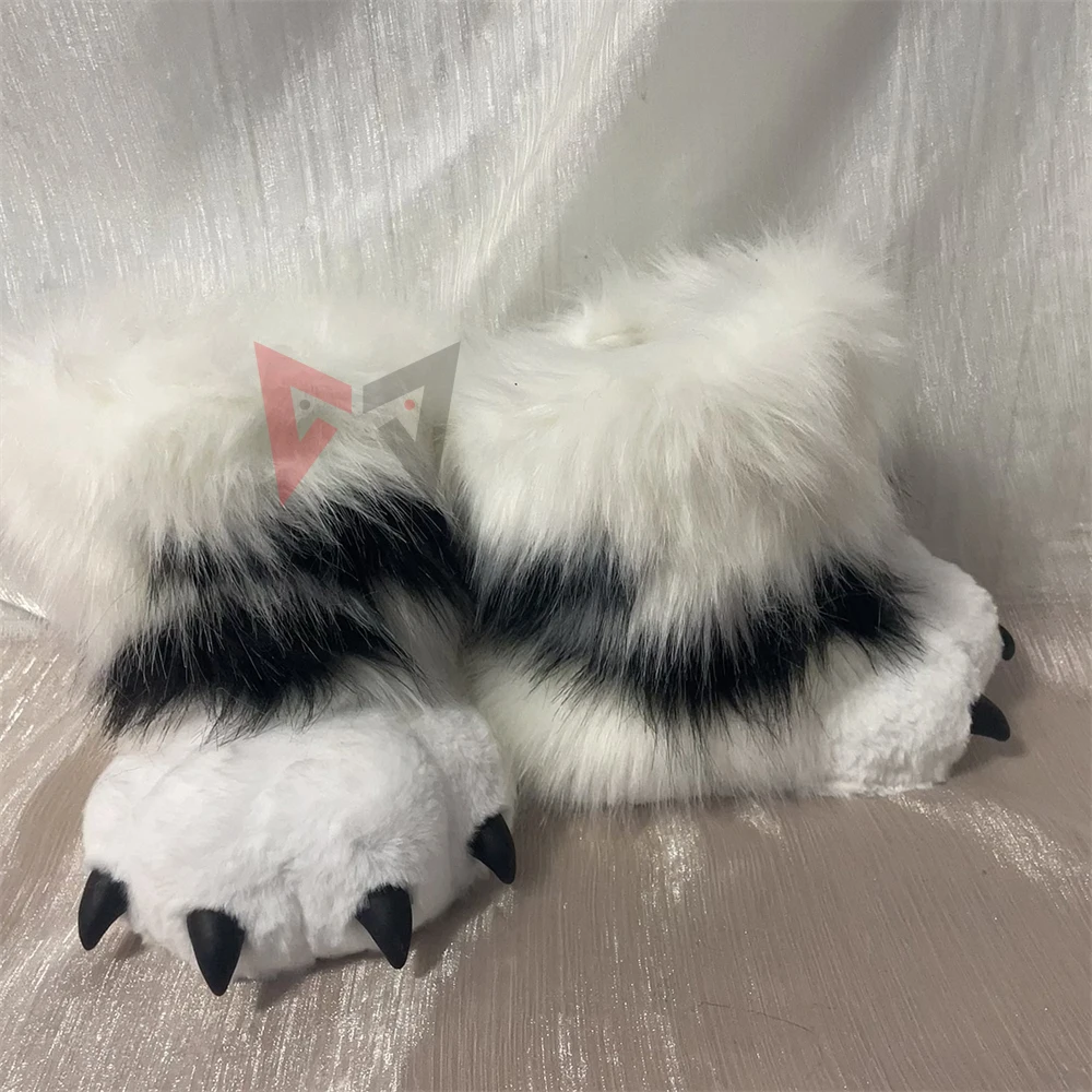 New Fursuit Cat Paw Claw Furry Fandom Gloves Shoes Foot Cover White Black Color Beast Cosplay Costume Accessories Custom Made