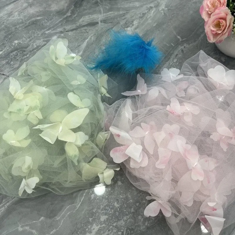 2 Yards Five Color Options, Three-dimensional Butterfly Mesh Embroidery Lace Decal Fabric DIY Clothing Decoration Accessories