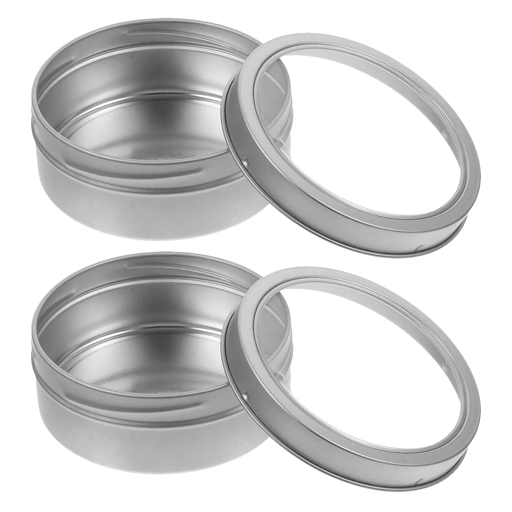 2pcs Magnetic Storage Box Silver Round for Kitchen Fridge Organization Metal Tin Cans Spice Rack kitchen storage accessories
