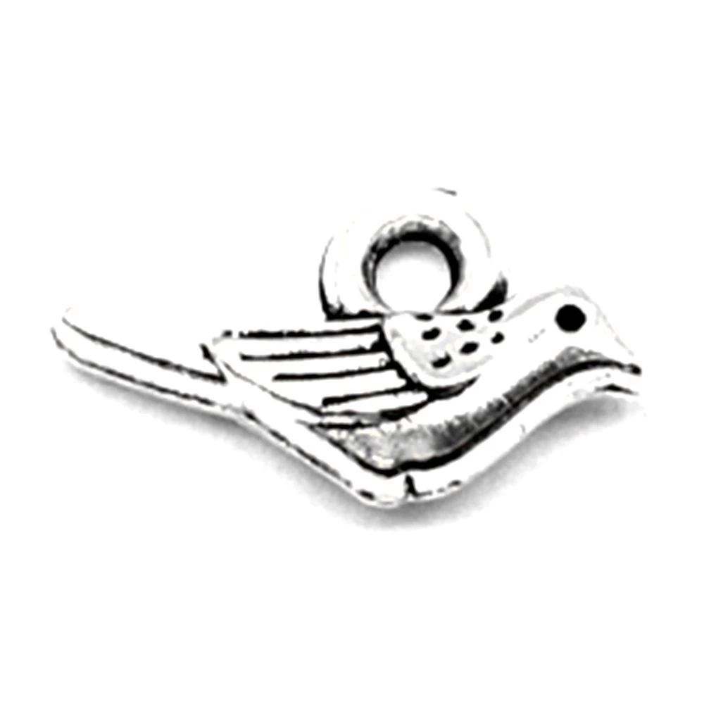 Birdie Charms Jewelri Pendant Home Decor Crafts Jewelry Making Supplies 7x12mm 30pcs Antique Silver Color