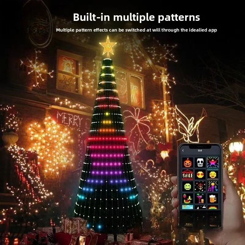 2025 popular Christmas tree creative intelligent LED lights, Christmas tree decoration lights DIY custom lighting effects