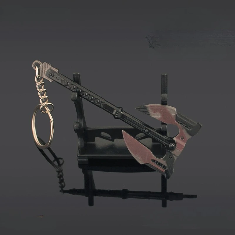 Periféricos de juego de ruptura de Arena de 9cm/3,54 pulgadas, hacha de batalla de doble filo, colgante de Metal, llavero de aleación, arma de soldado, adorno, juguete de regalo