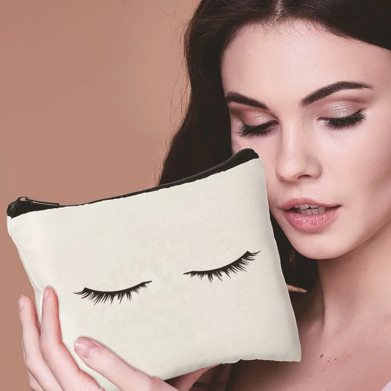 حقيبة مكياج من القطن والكتان المقاوم للماء مع سحاب لتخزين مستحضرات التجميل وحقيبة تخزين أدوات الزينة للسفر من Mystery #2