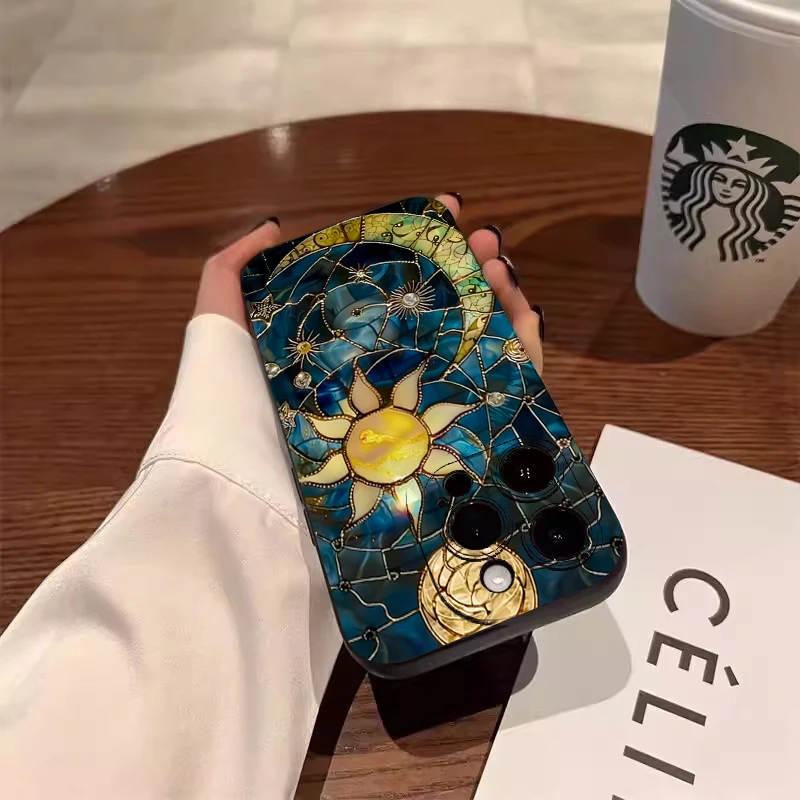 Aesthetic Sun Moon Print Phone Case For Samsung Galaxy S25 S24 S23 S22 S21 Plus Ultra A56 A55 A54 A53 A36 A35 A34 5G Soft Cover view 3