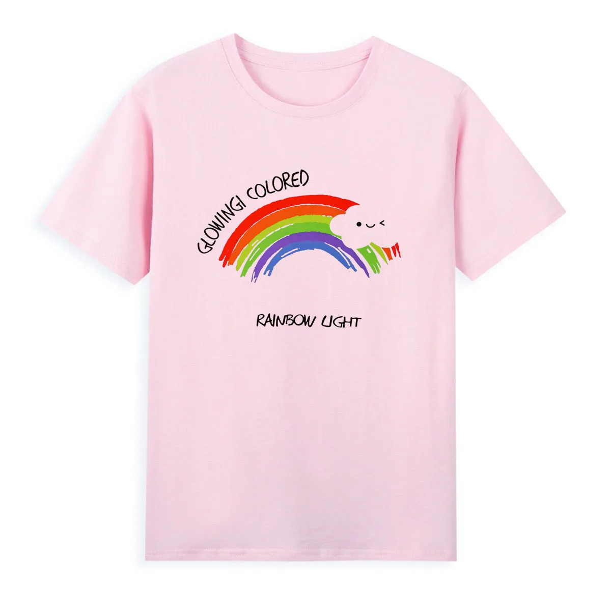 

Creative Rainbow T-shirt Original Brand Tshirt Women Short Sleeve Summer Clothing Hot Sale Top Tees A026