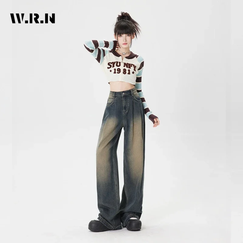 

Women's Wide Leg Baggy Y2K Denim Trouser Retro Streetwear Style Fashion Straight Vintage High Waist Jeans Full Length Pants