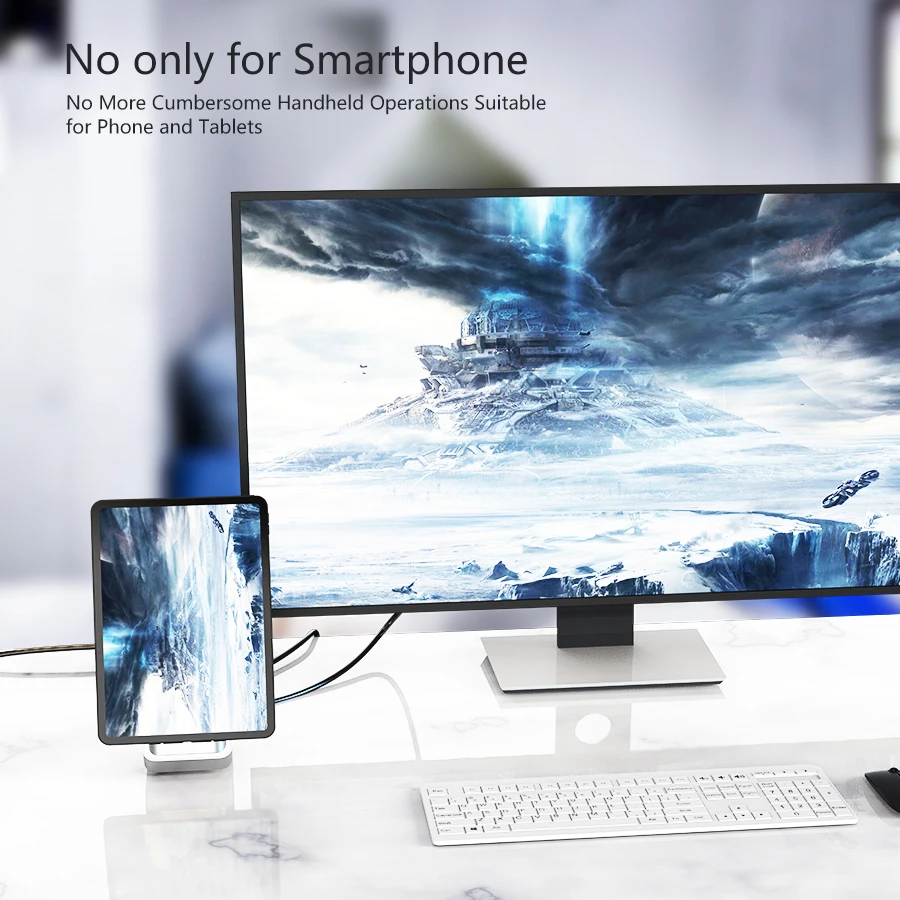 KVM Switch Docking with Scaler, Multi-function Switching for phone/Laptop and PC with AUX