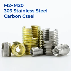 M2 M2.5 M3 M4 M5-M20 303 Stainless Steel/Carbon Steel Self Tapping Thread Insert Screw Bushing Slotted Type Thread Repair Inset