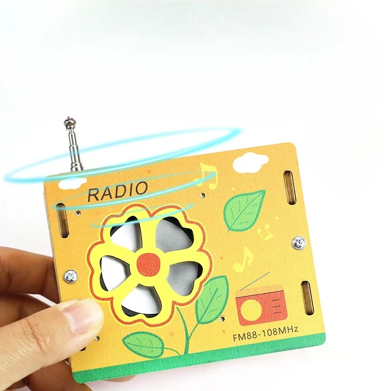 Modelo de Radio FM DIY, juguete decorativo, Kits de experimentos científicos de madera, rompecabezas de aprendizaje científico, materiales de montaje hechos a sí mismas