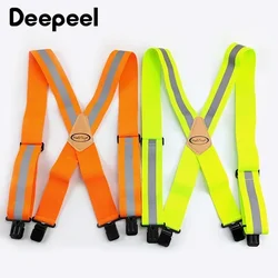 Deepeel 1Pc 5*120cm Men's Suspenders Work Suspender Elastic Wide Adjustable X Type Strap Fluorescent Orange  Sling Brace