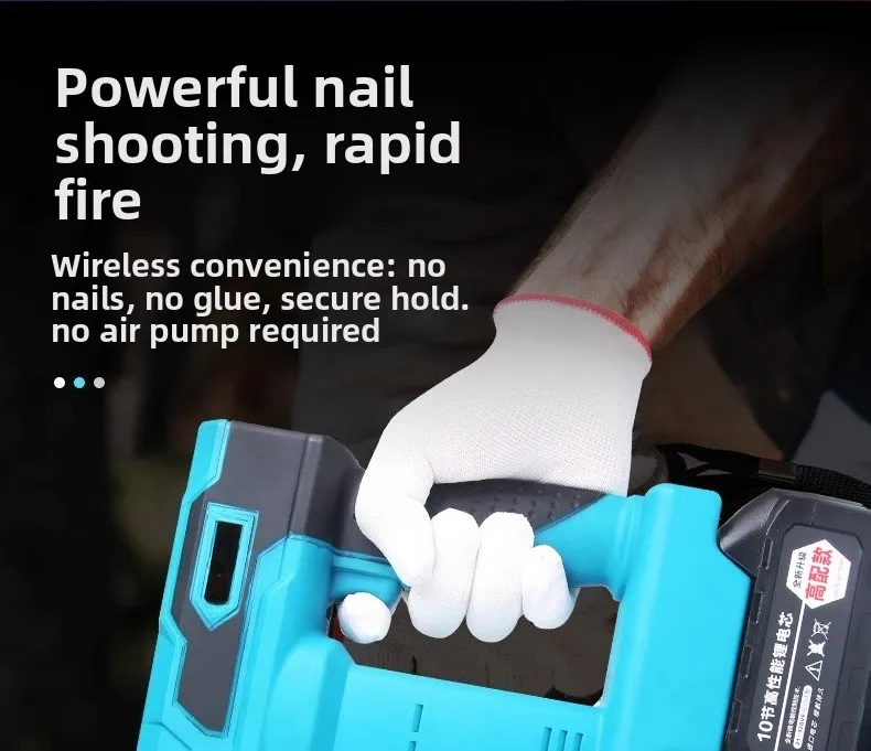 Elektrische Nagelpistole für den Haushalt, wiederaufladbar, Lithium-Batterie, Stahlwand, Kanäle, Tür, Gas, Nagelpistole