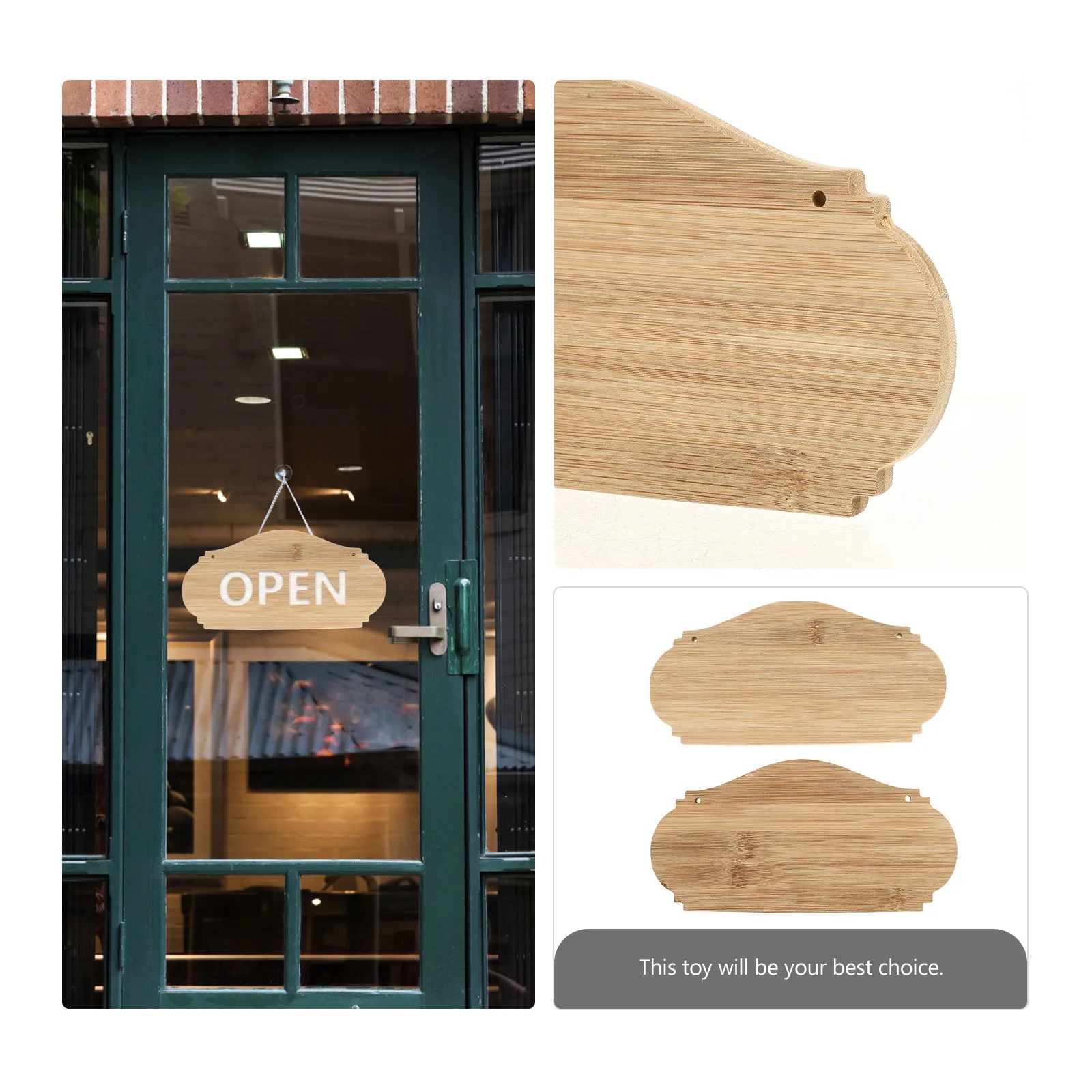 

2pcs Blank Business Board Signs Shop Door Front Bamboo DIY Hanging Plaque Room Decoration Party Supplies