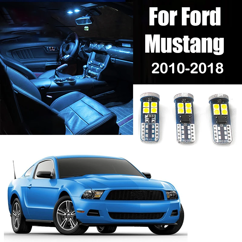 For Ford Mustang 2010 2011 2012 2013 2014 2015 2016 2017 2018 3pcs T10 12v Car LED Bulbs Reading Lamps Trunk Light Accessories