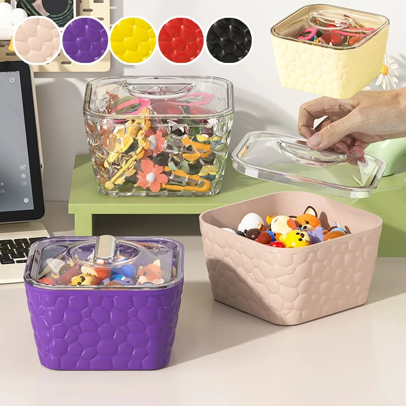

Transparent Hair Accessory Storage Box Cream Dustproof Desktop Organizer for Elastic Bands Clips Jewelry Case Practical Solution