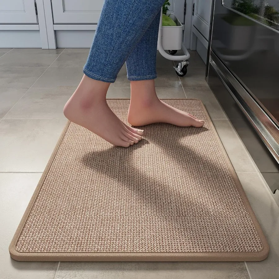 

Kitchen Mats for Floor Soft Anti Fatigue Super Absorbent Kitchen Rugs Non Slip Washable LinenLook Woven Kitchen Runner Rug Sink