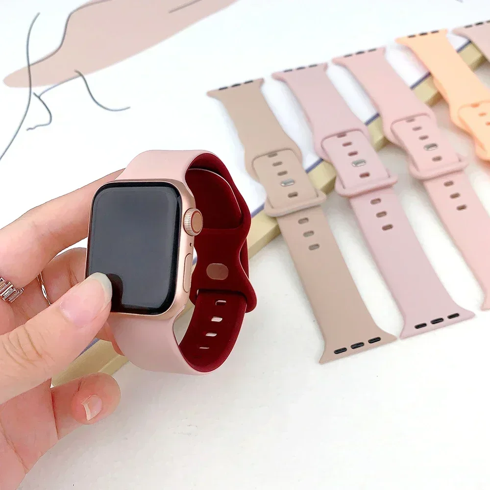 Soft Silicone Band for Apple Watch 8 7 6 5 4 3 SE Strap Bracelet for IWatch Ultra 49mm 45mm 41mm 40mm 44mm 38mm 42mm Watch Band image 3