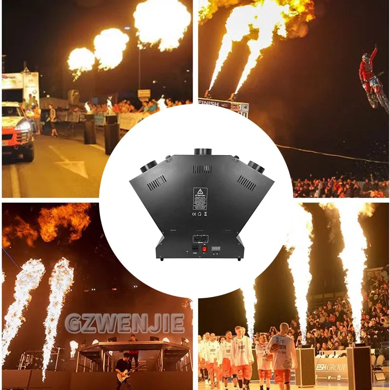 Three heads Fire Machine 200W Stage Special Effect Dmx512 Controller Stage Lighting Flamethrower for DJ Disco Wedding Party