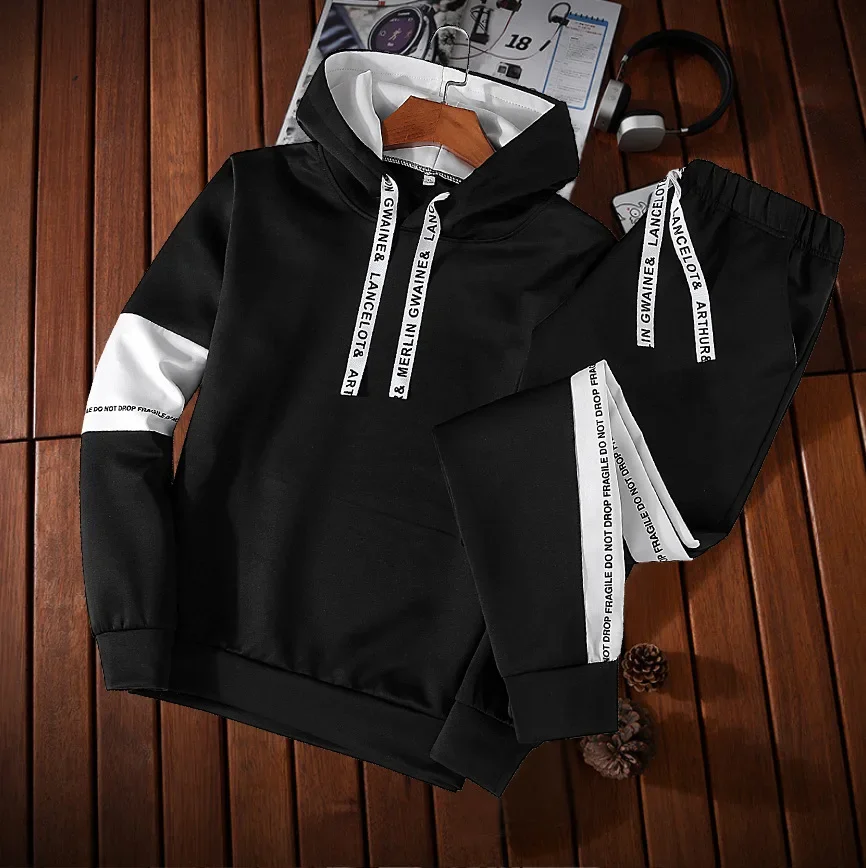 New Arrival Men's Sets Autumn Long Sleeved Mens Tracksuit Sports Hooded Jacket Middle School Students Men's Clothing