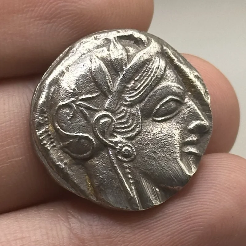 

Ancient Greek Athens Athena Owl Silver Coated Commemorative Coin - Vintage Style Keepsake for History Enthusiasts