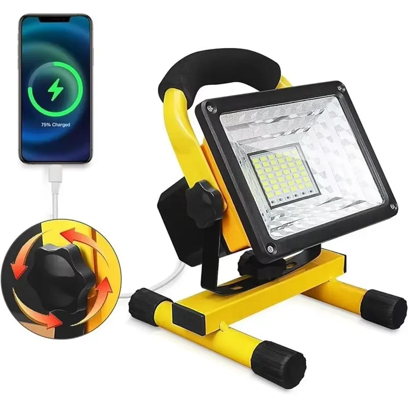 200W 300W Rechargeable LED Work Light Portable Floodlight with Tripod Built in Battery DC IP65 Waterproof for Outdoor Camping
