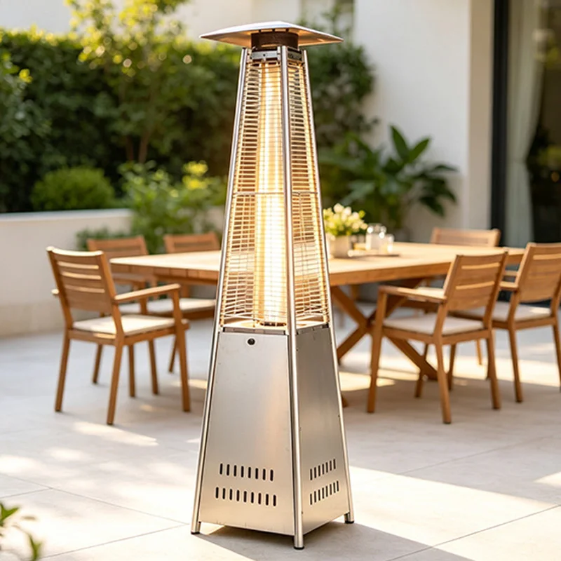 Portable Gas Heater New Pyramid-Style Patio Heater  Stainless Steel Construction Ideal for Garden Use Shatterproof Tempered