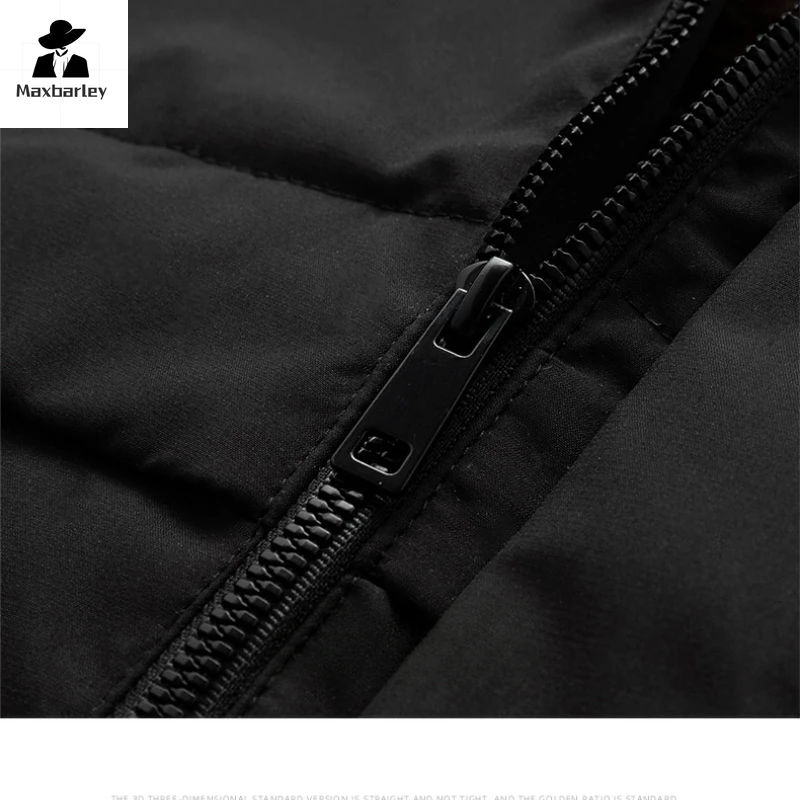 Winter Luxury Jacket Men's Casual Brand Thick Detachable Fur Collar Warm Parka High Quality Cold-proof Mid-length Padded Coat